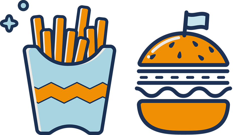 Icônes frites & burger